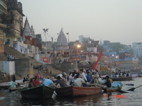Pilgrims & Tourists on Boat Ride River Ganges