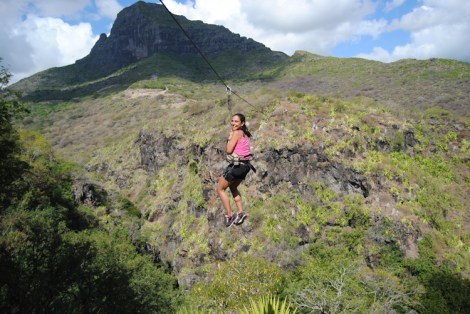 enjoying the zip line