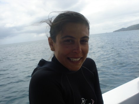 happy but tired diver